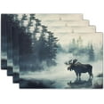 thumbnail image 1 of Fall Placemats Set of 4 - Moose Place Mat 12x18 Inch Autumn Forest Placemats Wildlife Table Mat for Party Kitchen, 1 of 7
