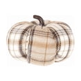 thumbnail image 1 of Fall Plaid Fabric Pumpkin Decor, Stuffed Soft Beige Brown Check Pumpkin Ornament, Harvest Thanksgiving Tabletop Centerpiece for Autumn Farmhouse Home Decoration, 1 of 3
