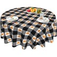 thumbnail image 1 of Fall Plaid Tablecloth Black and White Checkered Tablecloth Round 60 Inch Reusable Autumn Maple Leaf Tablecloth for Holiday Party Dinner Dining Table Decor, 1 of 6