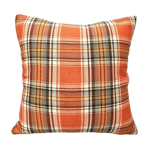 Fall Plaid Throw Pillow with Insert, Double-Sided Tartan Cushion for Sofa, Couch or Bed