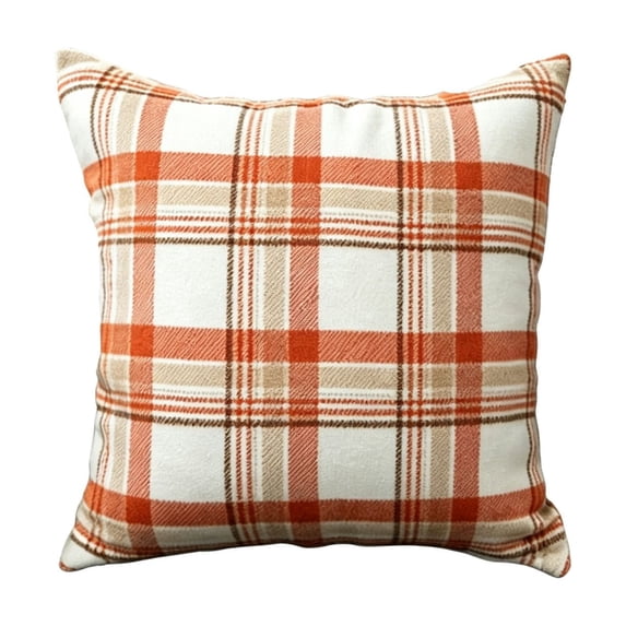 Fall Plaid Throw Pillow with Insert, Double-Sided Tartan Cushion for Sofa, Couch or Bed
