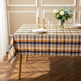 thumbnail image 1 of Fall Plaid Waterproof Tablecloth \u2013 Orange, Blue & White Check Pattern \u2013 Thanksgiving Harvest Table Cover, Stain-Resistant & Durable, W60 x L120 in, 1 of 8