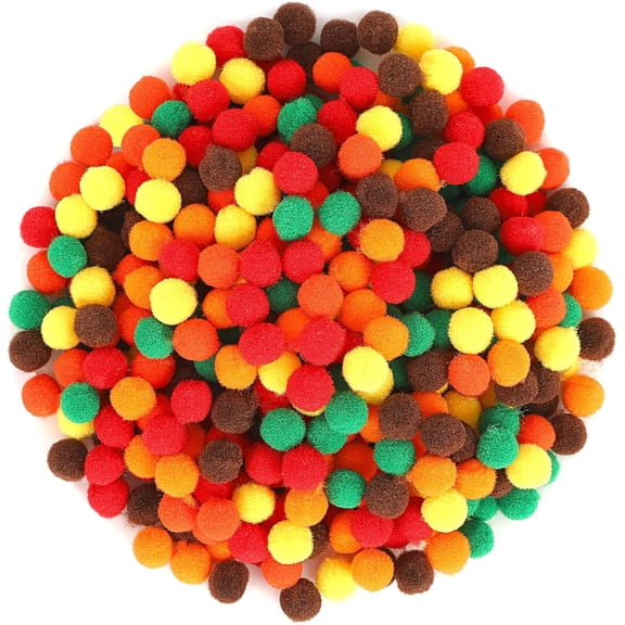 Fall Pom Poms Balls, 2000PCS 1cm/0.4inch Orange Brown Pom Poms, Crafts Making DIY Autumn Thanksgiving Party Decorations Supplies