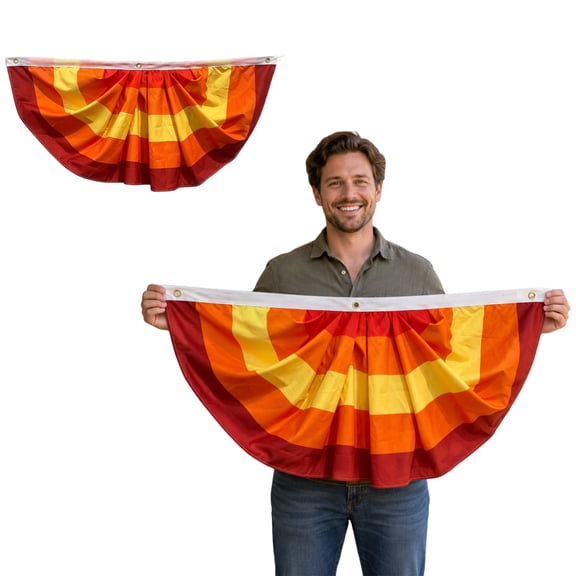 Fall Porch Decorations, Autumn Railing Banner Fan Shaped Flag, 90x45cm Orange Pleated Fabric Swooper for Balcony Fence Outdoor Seasonal Home Decor