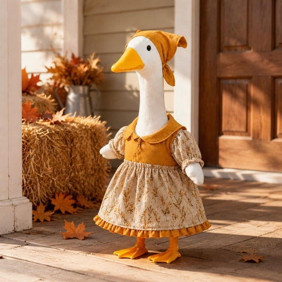 Fall Porch Goose Outfits 23 Inch Cloth Vintage Floral Dress for Outdoor Yard Decor Harvest Goose Costume for Family Porch Multicolor by MPOISVA