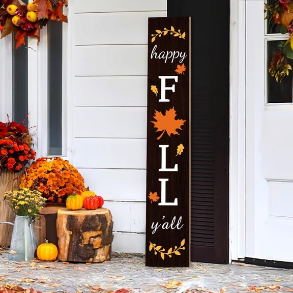 Fall Porch Sign Wooden Hanging Porch Decor Autumn Thanksgiving Vertical Fall Welcome Signs for Front Porch Rustic Maple Leaf Decoration Outdoor Standing for Home Wall Yard,47"7.8"