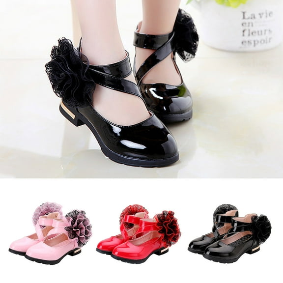 Fall Princess Soft Sole Middle School Students' Black Performance Shoes Red qILAKOG Size 12