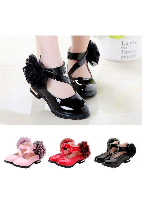 Fall Princess Soft Sole Middle School Students' Black Performance Shoes Red qILAKOG Size 12