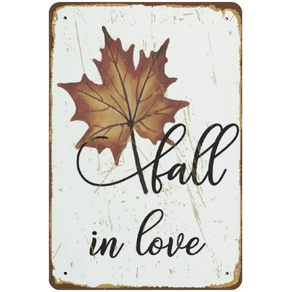 Fall Print Fall Decor Wall Art Home Decor Fall In Love Novelty Tin Metal Sign Plaque Bar Pub Vintage Retro Wall Decor Poster Home Group Porch Metal Sign Lobby Metal Sign Prayer Metal Sign 8"x12"