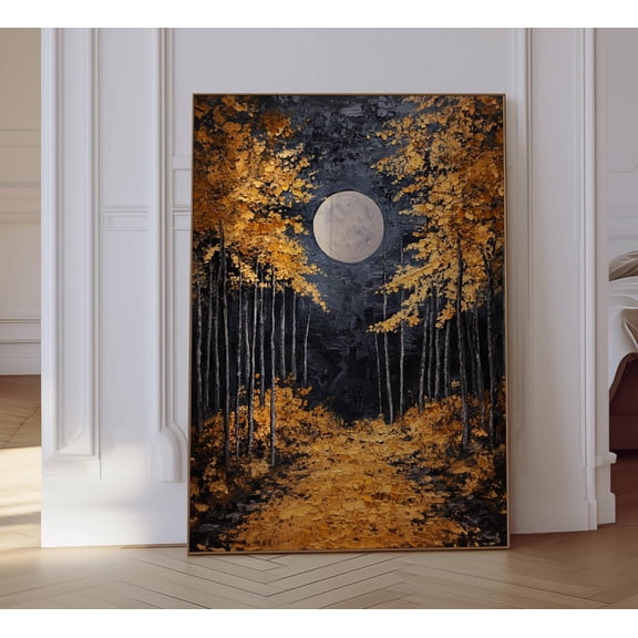 Fall Prints, Fall Wall Decor, Autumn Decor, Forest Wall Art, Rustic Fall Decor, Moody Wall Art, Autumn Landscape, Fall Vintage Print, Moon
