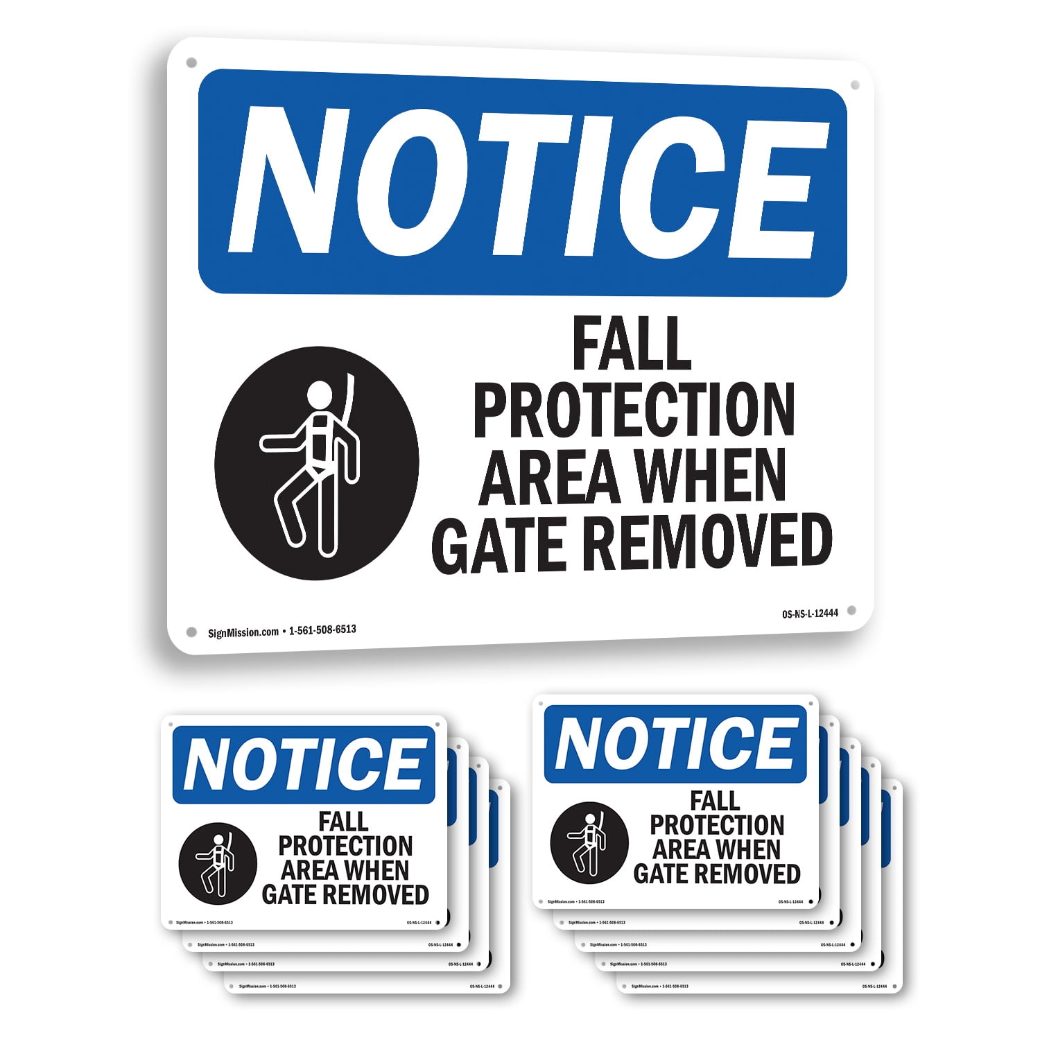 Fallkill Signage Fall Protection Area When Gate Removed OSHA Notice Rigid Plastic Sign ...