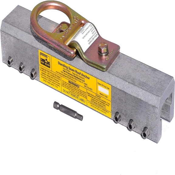 Fall Protection Distributors LLC Standing Seam Roof Anchors for Fall Protection - SSRA1 Roof Safety Equipment with D-Ring Extender for Safe Roof Anchorage