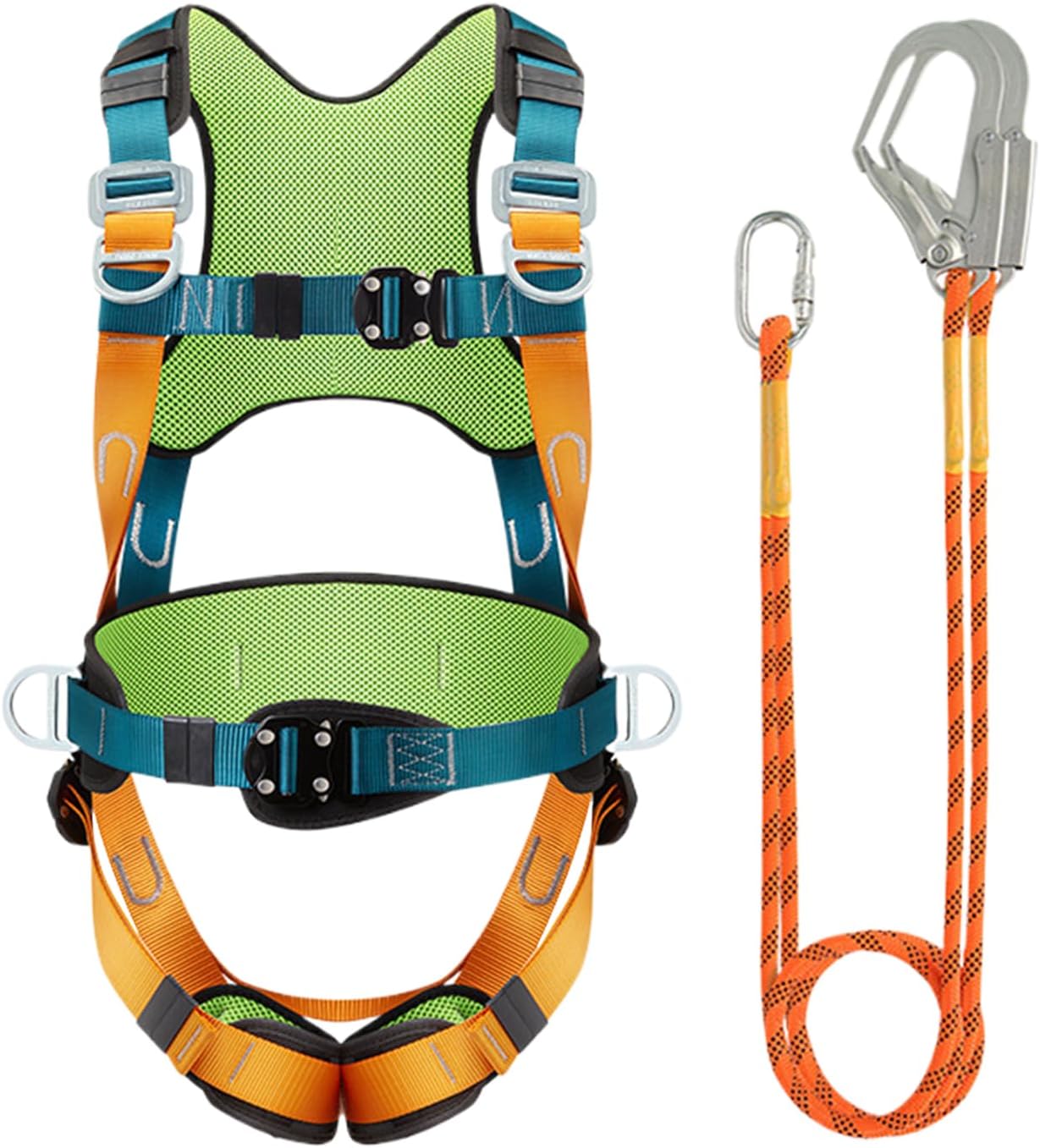 Fall Protection Harness, Full Body Safety Gear Harness, Lanyard Full ...
