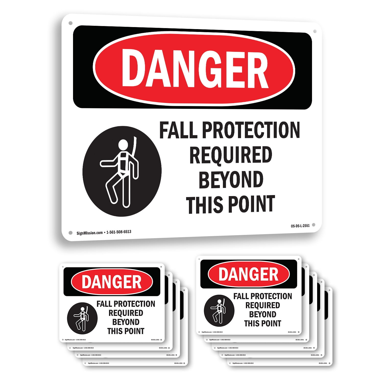 Fall Protection Required Beyond OSHA Danger Rigid Plastic Sign 24 Inch ...
