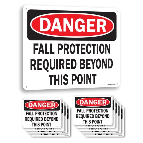 Fall Protection Required Beyond This Point OSHA Danger Aluminum Sign 18 ...