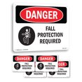 thumbnail image 1 of Fall Protection Required OSHA Danger Rigid Plastic Sign 18 Inch x 12 Inch - 5 Pack, 1 of 8