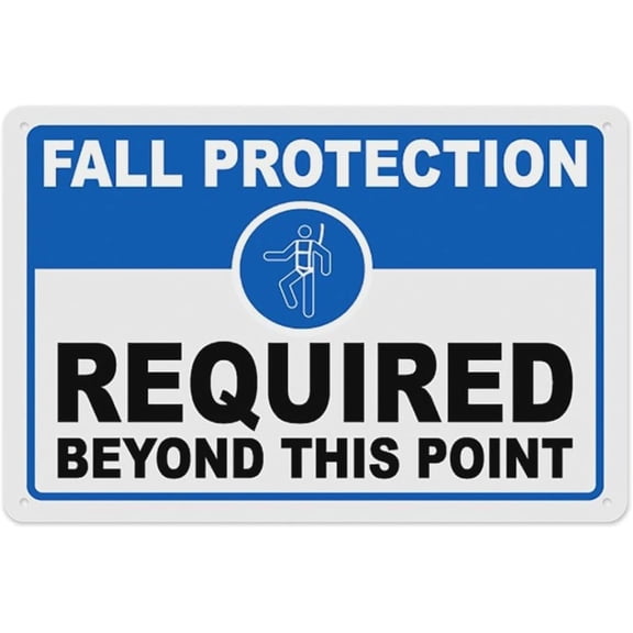 Fall Protection Required Sign 8"x12" - Aluminum Tin Warning for Home Outdoor Garden, Weatherproof PPE Decor for Construction