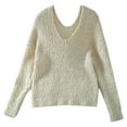 thumbnail image 1 of Fall Pullover Sweaters for Women 2025 Long Sleeve V Neck Oversized Plain Lightweight Knitted Sweater Jumper Tops, 1 of 4