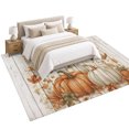 Fall Pumpkin Area Rug 6'x9', Orange Maple Leaf Watercolor Wood Texture ...
