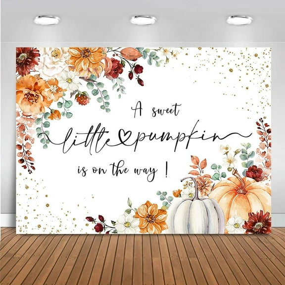 Fall Pumpkin Baby Shower Backdrop Boho Floral Fall Leaves A Little Pumpkin is on The Way Background Boys Girls Little Pumpkin Baby Shower Decorations Cake Table Banner