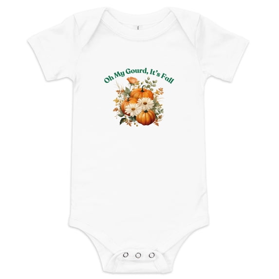 Fall Pumpkin Baby short sleeve one piece (White, 6-12m)