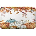 thumbnail image 1 of Fall Pumpkin Bath Mat, Autumn Leaves Floral Thanksgiving Harvest Bathtub Rug, Soft Velvet Absorbent Floor Mats Non Slip Quick Dry Rugs Carpets for Kitchen Laundry Bedroom Living Room Decor 17x29 In, 1 of 6