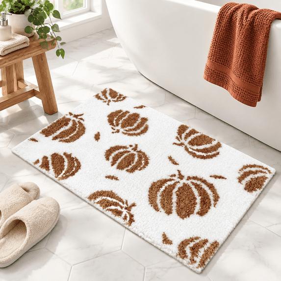 Fall Pumpkin Bath Mats For Bathroom Thanksgving Super Absorbent Non ...