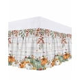 thumbnail image 1 of Fall Pumpkin Bed Skirt California King Size 18 Inch Drop, Sunflower Leaf Wood Grain Thanksgiving Wrap Around Dust Ruffle Bedskirts, Wrinkle & Fade Resistant Easy Fit Bedskirt with Adjustable Elastic, 1 of 8
