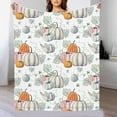 thumbnail image 1 of Fall Pumpkin Blanket 130*150 Orange Yellow Cream White Autumn Colored Print Thanksgiving Throw Blanket Lightweight Warm Soft Blanket Farmhouse Seasonal Decor for Home Living Room Sofa Couch Bed, 1 of 3