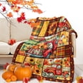 thumbnail image 1 of Fall Pumpkin Blanket Autumn Red Truck Throw Blanket Maple Leaf Autumn Harvest Fleece Blanket Thanksgiving Decor Fall Decor Flannel Blankets for Couch Sofa Bedroom 80"x60", 1 of 6