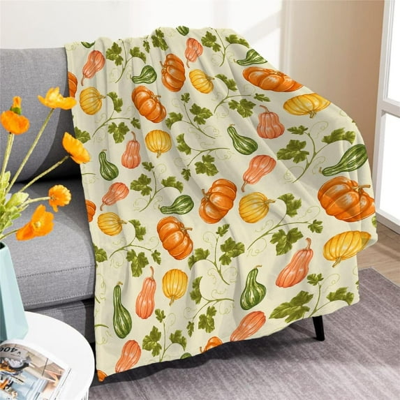 Fall Pumpkin Blanket Harvest Festival Farmhouse Flannel Throw Lightweight Super Soft Cozy Blankets for Couch Bed Sofa Chair, Gift for Birthday Thanksgiving Halloween 40"x30"for Pet