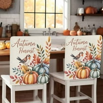 Fall Pumpkin Chair Covers Set of 1 Thanksgiving Autumn Harvest Chair Back Covers Stretch Removable Washable Slipcovers Protector for Dining Room Kitchen Party Decor