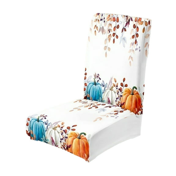 Fall Pumpkin Chair Covers, Thanksgiving Chair Slipcovers, Kitchen Dining Room Decor Chair Seat Cover Protectors