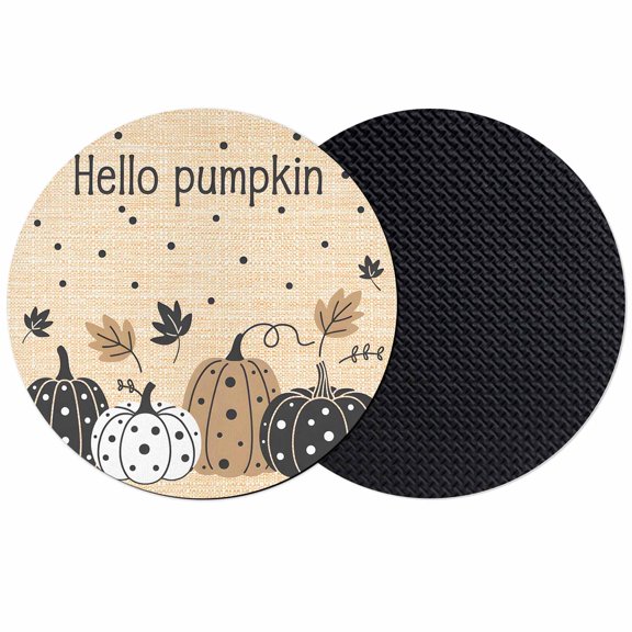 Fall Pumpkin Coasters Set of 2, Absorbent Coasters for Drinks, Thanksgiving Black White Brown Dot Leaf Coaster for Desk Coffee Table Protection, Home Decor House Warming Gifts 4"