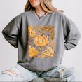 thumbnail image 1 of Fall Pumpkin Collage Glitter - Women's Lightweight Garment Dyed Sweatshirt, 1 of 11