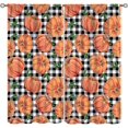 thumbnail image 1 of Fall Pumpkin Curtains,Autumn Thanksgiving Pumpkins Kitchen Window Treatments,Black and White Plaid Background Home Bedroom Living Room Decor Drapes 42x54 Inch, 1 of 6