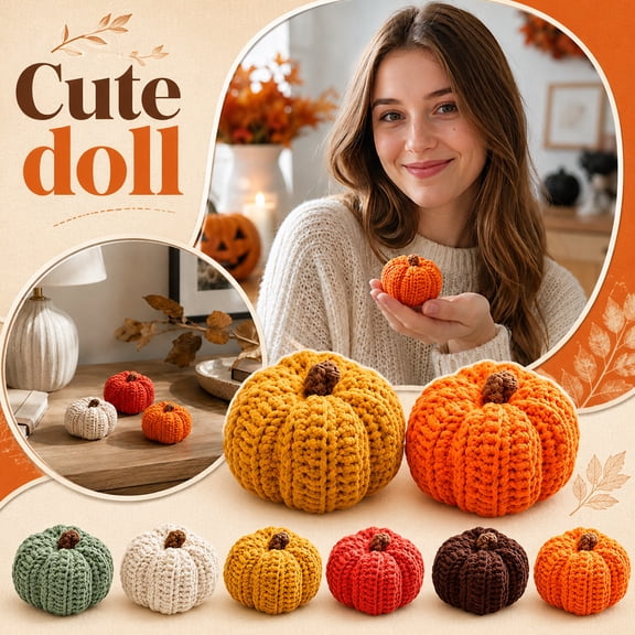 Fall Pumpkin Decor 2 Inch Chunky Yarn Hand Crocheted Pumpkin Decorations for Home Halloween Thanksgiving Orange 1 Pack