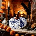 thumbnail image 1 of Fall Pumpkin Decor - Blue and White Fabric Pumpkin Decorations for Home, Chinoiserie Chic Artificial Pumpkin for Table Centerpieces, Mantel, Tiered Tray, Coffee Table, Shelf, and Fall Home Decor, 1 of 8