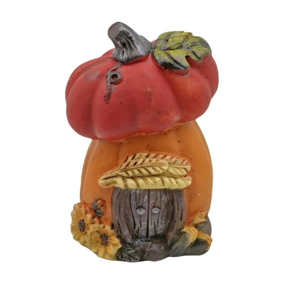 Fall Pumpkin Decor Halloween Pumpkin House 5 X 3.5 X 2.5 Inch Figurine Fall Home Decor Indoor Table Shelf Accent for Thanksgiving Seasonal Home Decoration 1 Piece