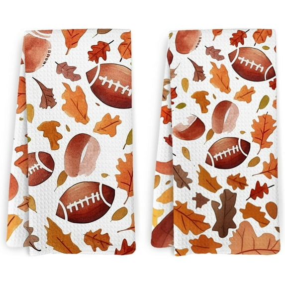 Fall Pumpkin Decor Kitchen Towels and Dishcloths Set of 2, Farmhouse Pumpkins Fall Decorative Hand Tea Towels for Dorm Bathroom Kitchen, 16x24 Inches