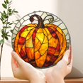 thumbnail image 1 of Fall Pumpkin Decor Stained Glass Window Suncatcher, Pumpkin Fall Vibes Window Hanging, Charming Pumpkin Suncatcher, Fall Suncatcher Decor, 1 of 5