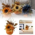 thumbnail image 1 of Fall Pumpkin Decor Thanksgiving Table Centerpiece Artificial Pumpkin with Sunflower Maple Leaves Autumn Harvest Floral Arrangement for Halloween Farmhouse Home Mantel Party Decoration, 1 of 8