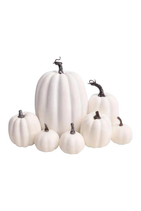 Fall Pumpkin Decor White Fake Pumpkins Fall Decorations Artificial Pumpkins Harvest Faux Plastic Pumpkins for Fall Autumn Halloween Thanksgiving Decorations Outdoor