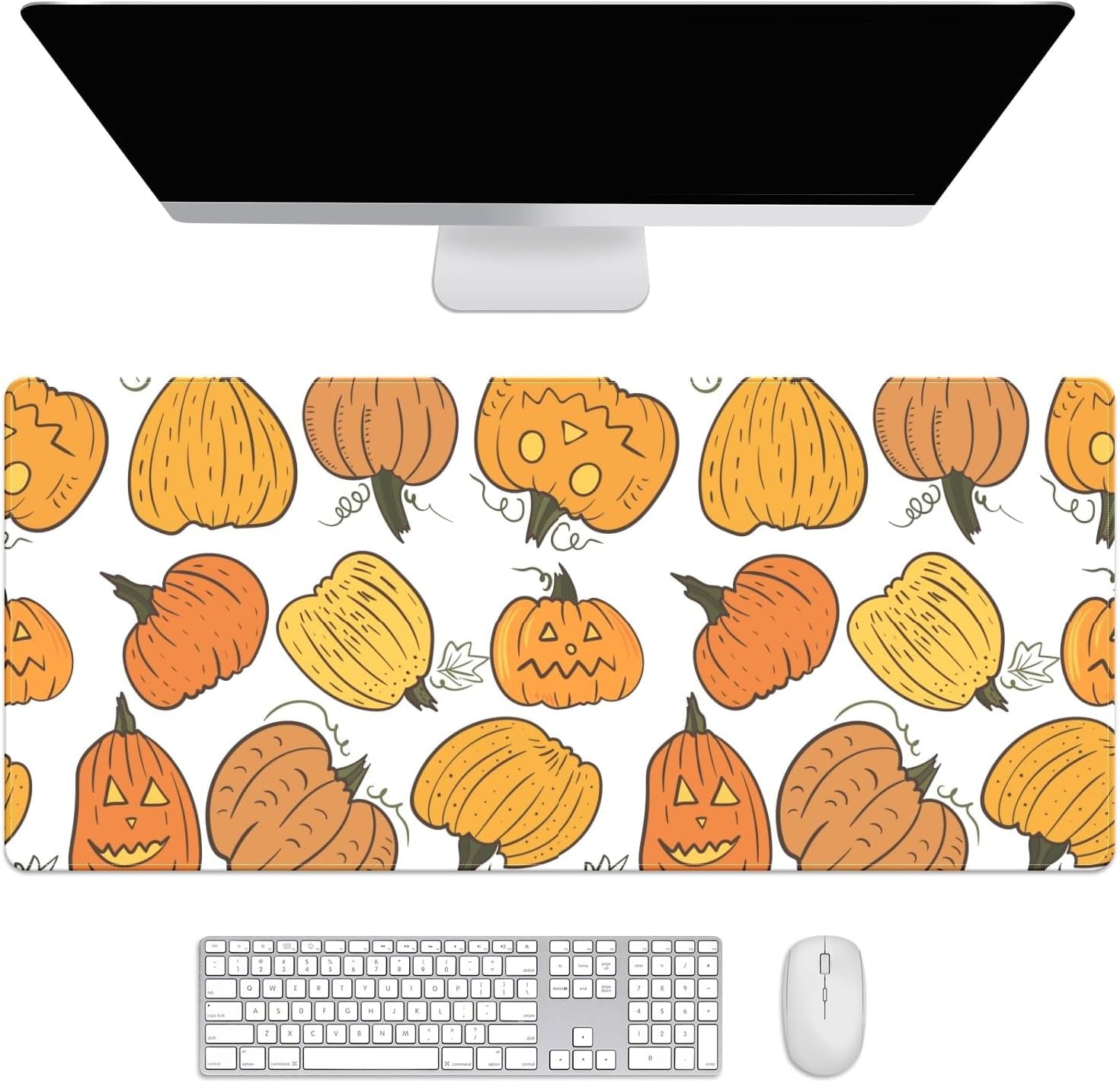 Fall Pumpkin Desk Mat, Desk Accessory, Cute Workspace, Trendy Workspace, Trendy, 35.4x15.7in Large Gaming Mouse Pad, Cute Desk Topper, Pretty Desk Pad