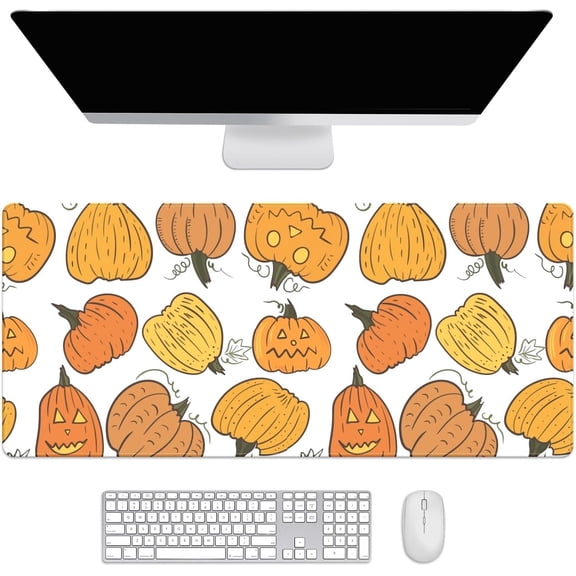 Fall Pumpkin Desk Mat, Desk Accessory, Cute Workspace, Trendy Workspace, Trendy, 35.4x15.7in Large Gaming Mouse Pad, Cute Desk Topper, Pretty Desk Pad