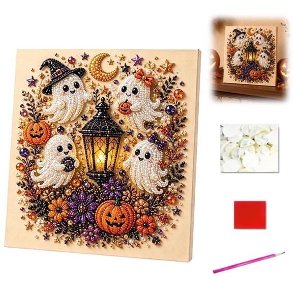Fall Pumpkin Dia-mondd Art Kit - Pre-Printed Canvas with Rhinestones, 20x20cm Wall Decor Craft