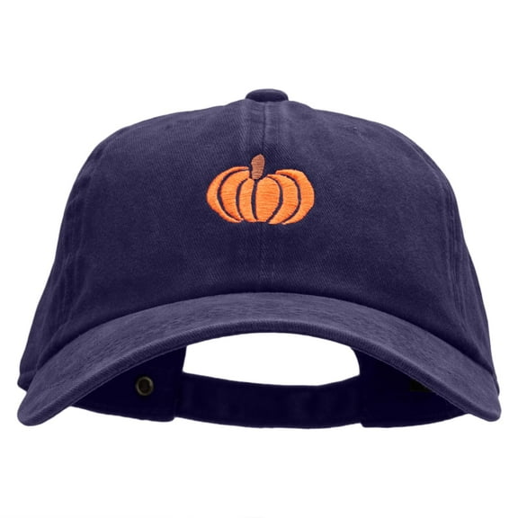 Fall Pumpkin Embroidered Unstructured Cotton Cap - Purple OSFM