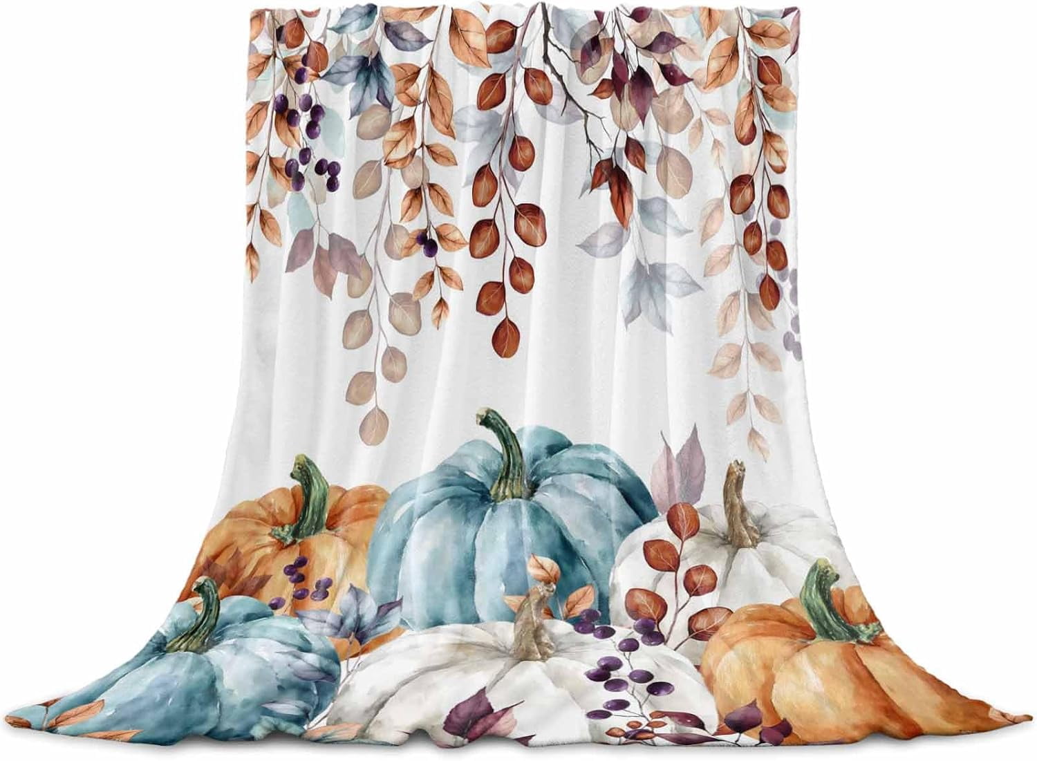 Fall Pumpkin Farmhouse Throw Blanket Sherpa Fleece Blanket 30