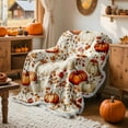 thumbnail image 1 of Fall Pumpkin Flannel Throw Blanket, Soft Warm Flannel Sherpa Fleece Throws Orange Pumpkins Leaves Blanket for Couch Bed, Cozy Autumn Throw Blankets Farmhouse Thanksgiving Home Decor, 50"x60", 1 of 6