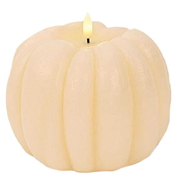 Fall Pumpkin Flickering Flameless Candles, Battery Operated, Remote Control, Fake Pumpkin Electric LED Candles Lights Fall Table Decor for Home,Halloween,Thanksgiving